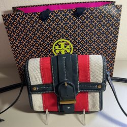 Tory Burch Maritime Stripe Crossbody Bag Excellent Condition 