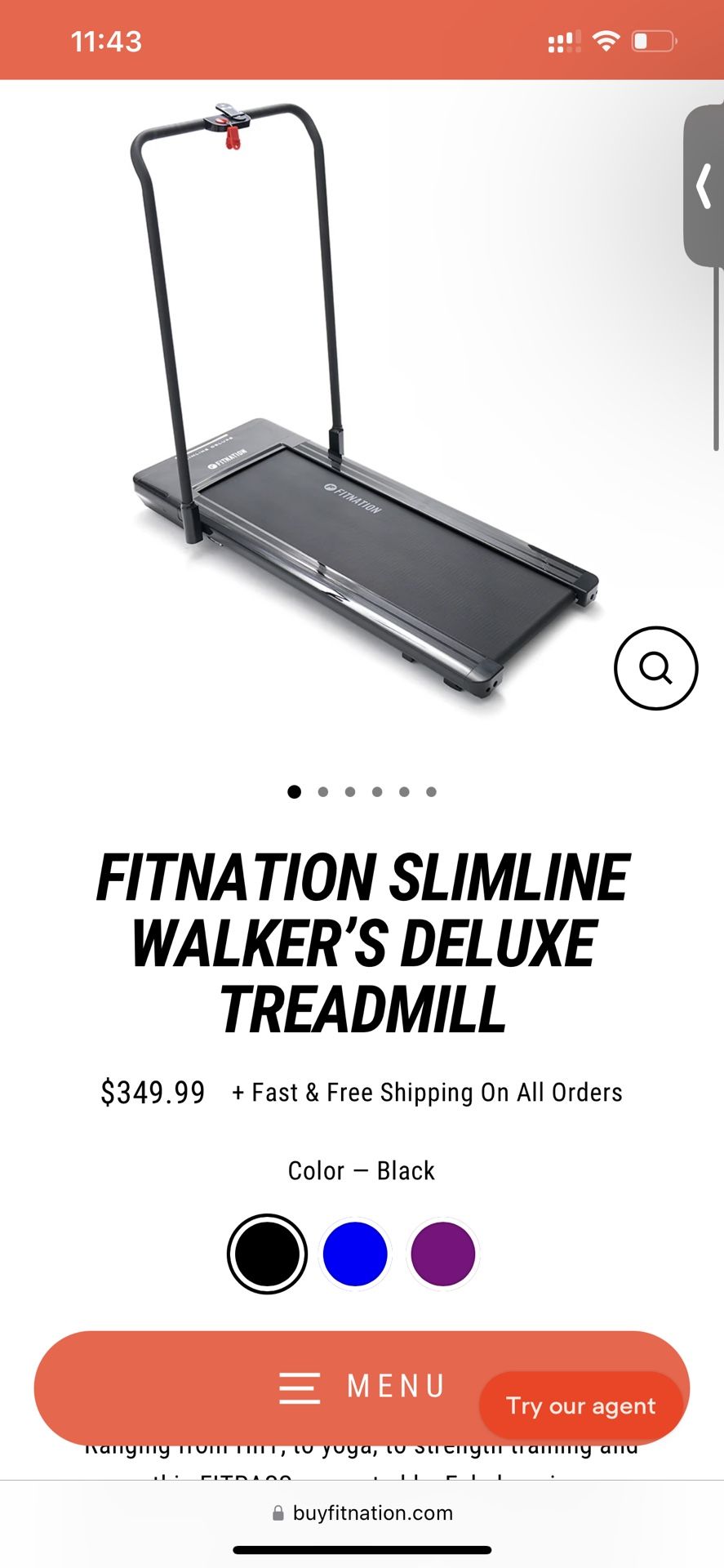 Treadmill - FITNATION SLIMLINE WALKER’S DELUXE TREADMILL