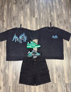 Louis Vuitton or Adidas Jellyfish with Louis Vuitton Jean Shorts with Amiri Shirt Brand New