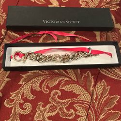 Victoria Secret Rhinestones Angel Wings Charm Chunky Chain Bracelet