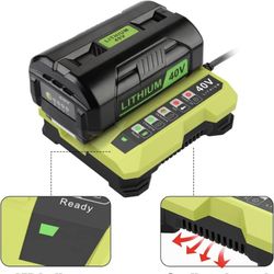 ANTRobut 6.5Ah Replacement Ryobi 40V Battery and Charger Kit for Ryobi 40V Lithium-Ion Battery OP4026 OP40601 OP4050A OP4040 OP4030 OP4050 with OP401 