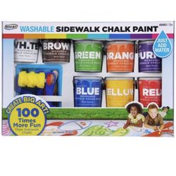 RoseArt Washable Sidewalk Chalk Paint Big Deluxe Set with 8 Colors & RoseArt Sidewalk Chalk Paint Bucket Refill 10ct 