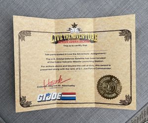  Vintage 1986 G I Joe Assignment Certificate 