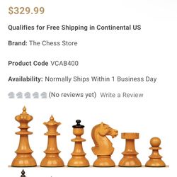 Chess Set Ebonized & Antiqued Boxwood Pieces - 4" King