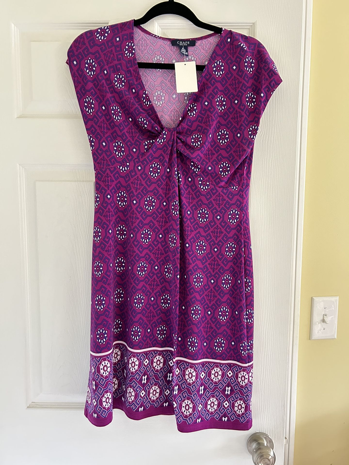 Chaps Midi Dress Petite Large Purple