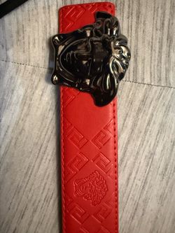 Versace Medusa Red Leather Belt