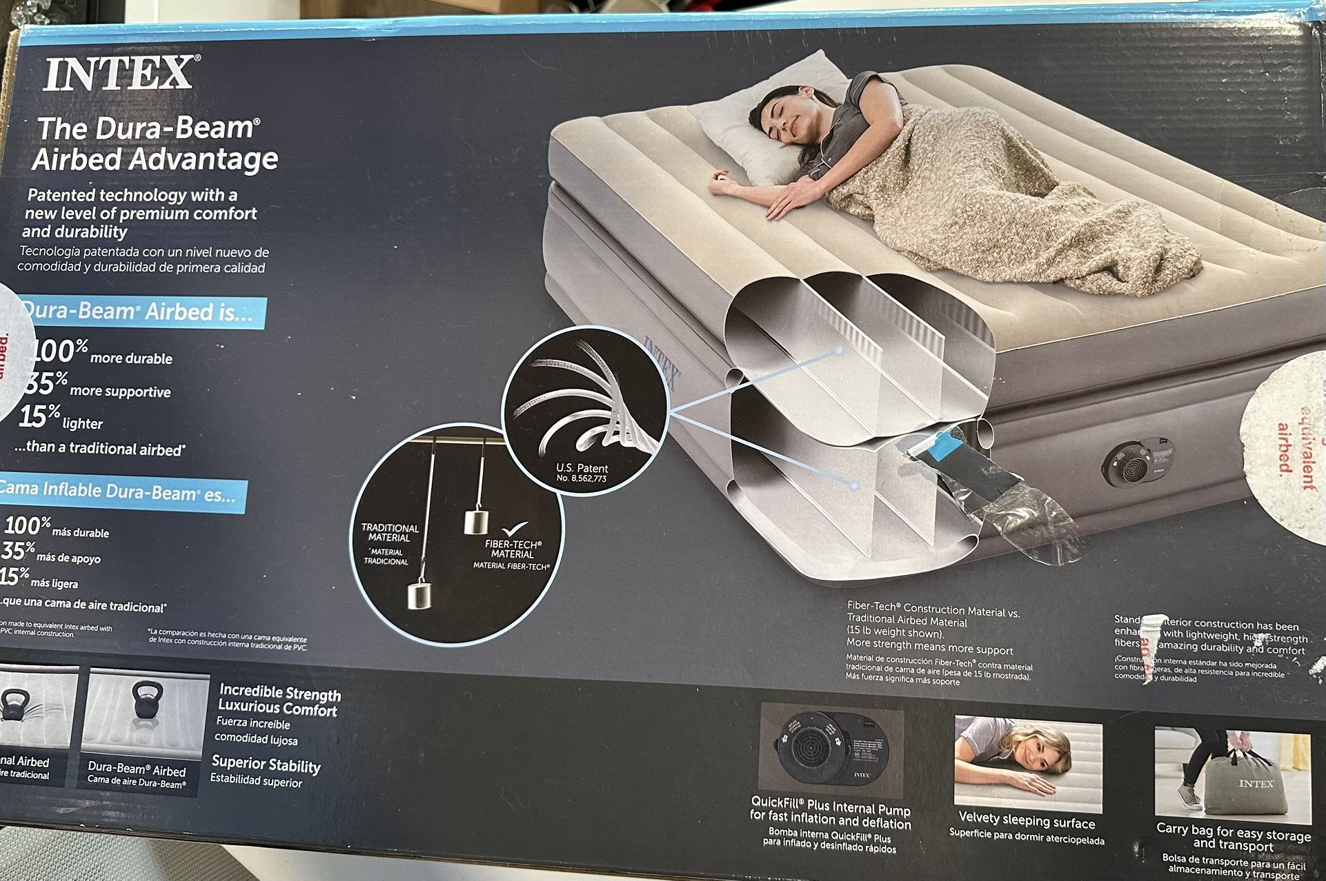 Intex Raised Comfort Pillowtop 20" Queen Air Mattress