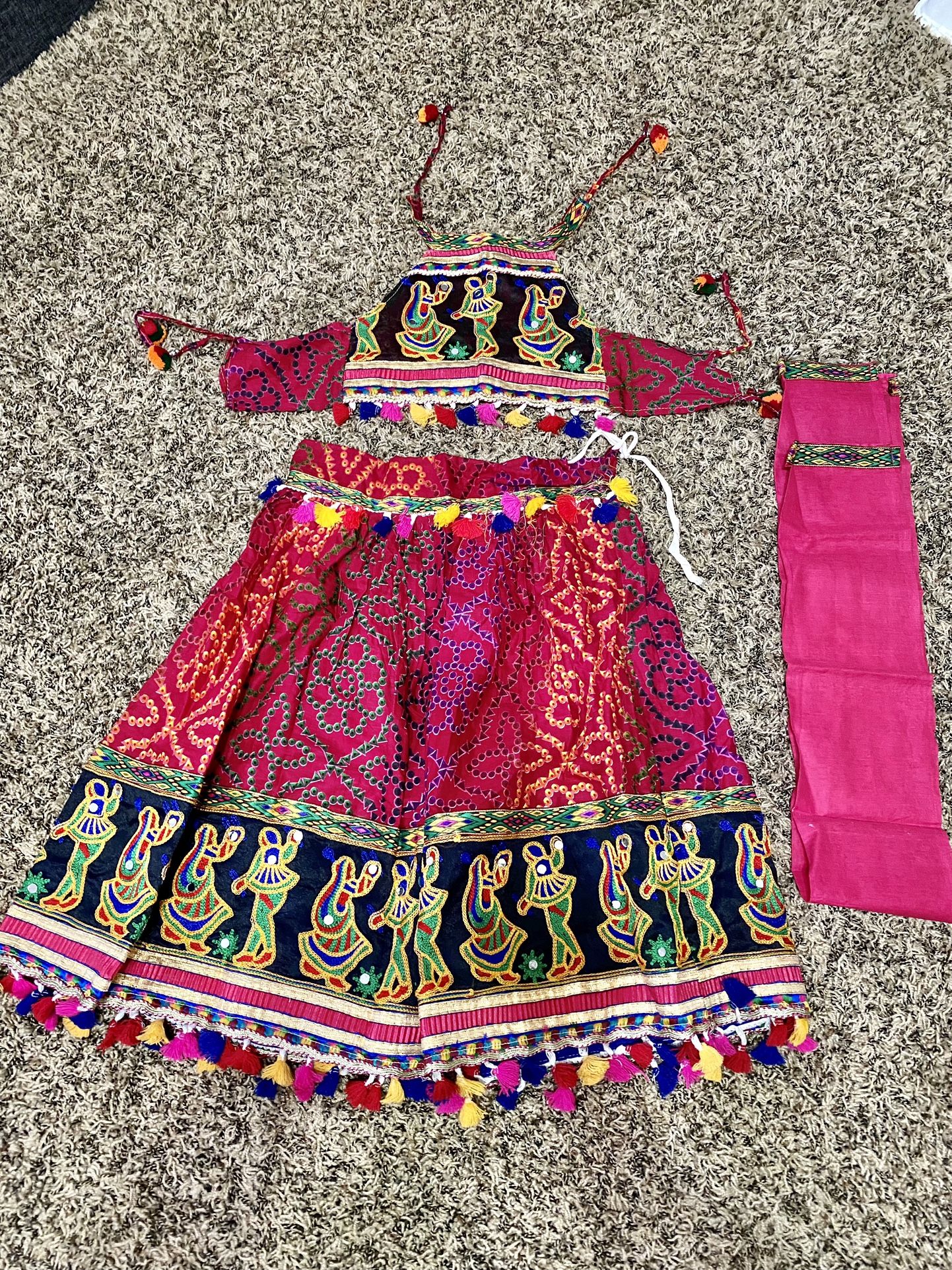 Kids Indian Dress For 4 Years ( Skirt + Blouse &shawl)