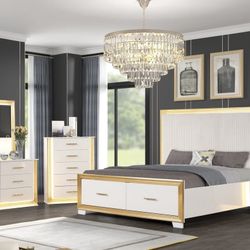 Beautiful New Bedroom Pay JUST $39 Down. L.E.D Ambient Lighting In All Pieces. 