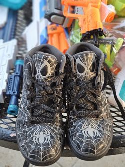 Black And Gray Reebok Spiderman Shoes Size 1 1/2