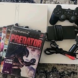 Sony PlayStation 2 PS2 Slim Sliver Console System Predator Con.Jungle Games Lot!