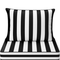 Black & White Patio Cushions  6 Sets