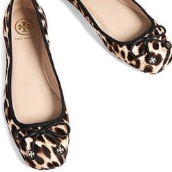 Tory Burch Laila Driver Ballet Calf Hair Cheetah Print Flats 7M (Pre-owned)