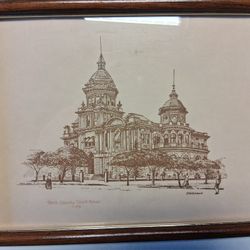 L@@K!!  1896 KERN COUNTY COURTHOUSE, BAKERSFIELD CA. Framed Sketch.  8x10...asking $30.00