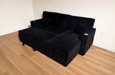 Black corduroy sectional sofa bed pull out