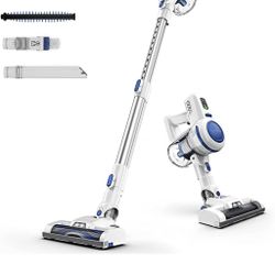 Cordless Vacuum Cleaner, 20000Pa Stick Vacuum 6 in 1, Long Runtime, Lightweight & Ultra-Quiet for Hard Floor Carpet Pet Car Cleaning Blue & Silver, V2