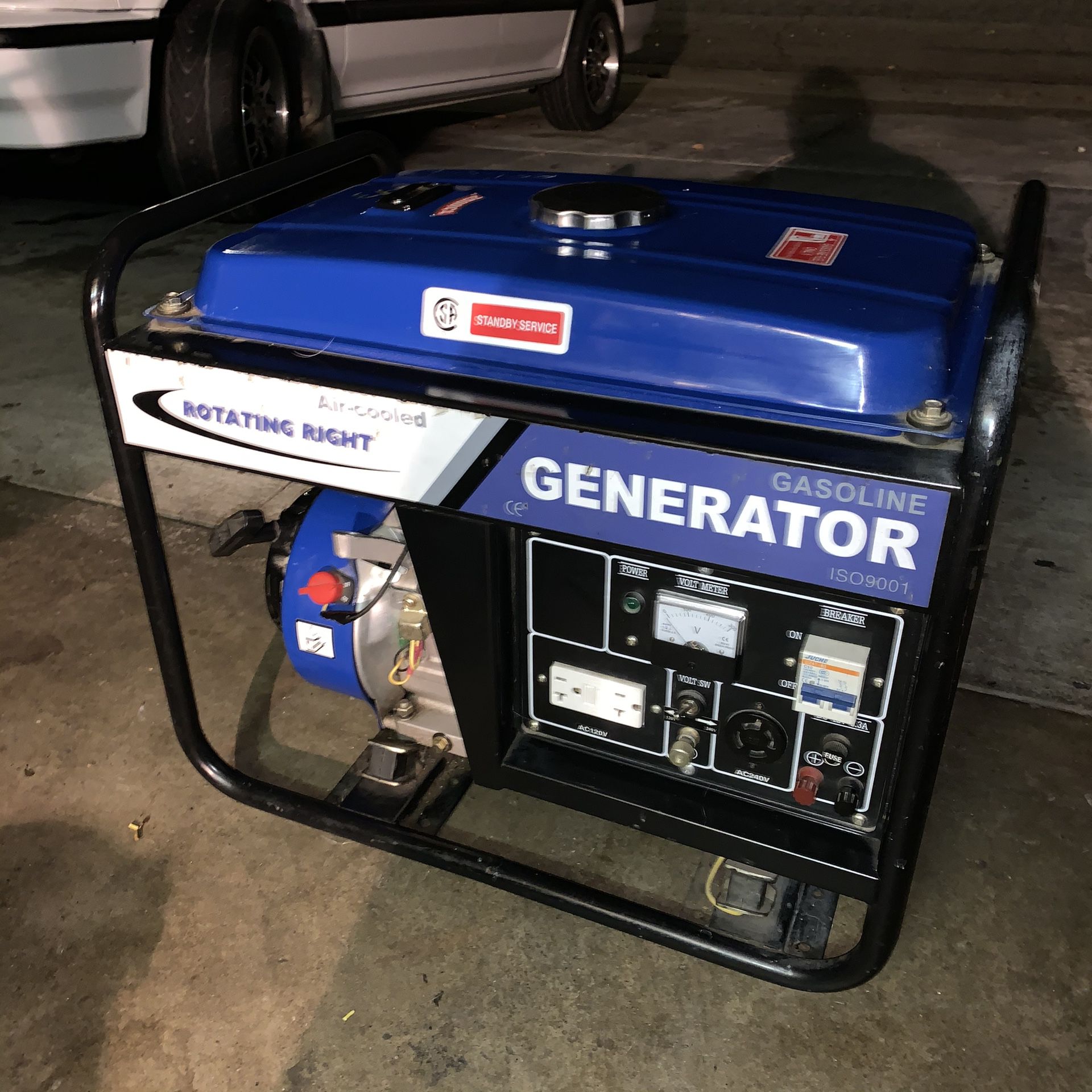 Good used portable generator. Good working conditions 2300 running watts. Two 120 v AC outlets one 240v AC and one 12 v DC.