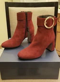 Red Hand Crafted in Italy Suede Booties with buckle detail