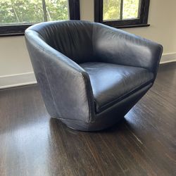 Dark Navy Blue Swivel Club Chair