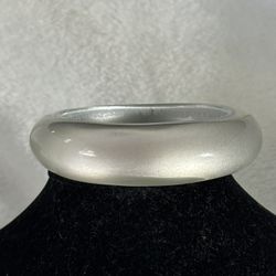 Lucite Chunky Asymmetrical Clear Bangle Bracelet Large Size Unisex Great Condition!