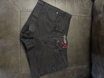 Black low rise micro mini shorts