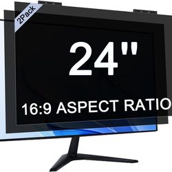 [2-Pack] 24 Inch Privacy Screen for Computer Monitor Privacy Screen Hanging Removable 16:9 Aspect Ratio, Anti Spy Anti Glare Blue Light, No Adhesive E