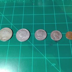 Silver coin british half crown and 4 other usa minted coins