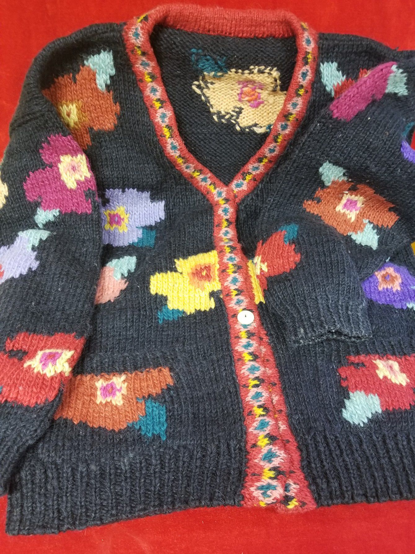 Hand knitted sweater size large. Made in Nepal