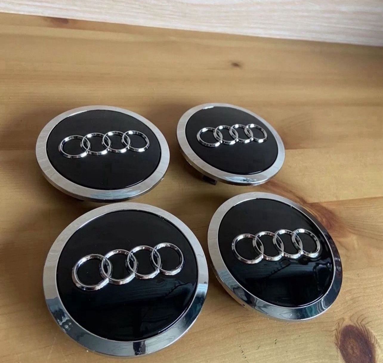Audi 69mm Black Chrome Wheel Rim Center Hub Caps Emblem 4PC Set 4B0601170A