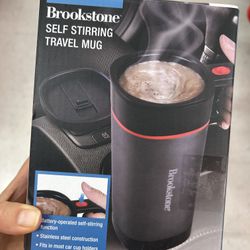 NWT Brookstone Black and Red Self Stirring Mug