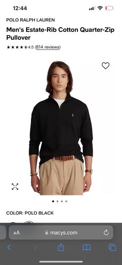 Men's Estate-Rib Cotton Quarter-Zip Pullover