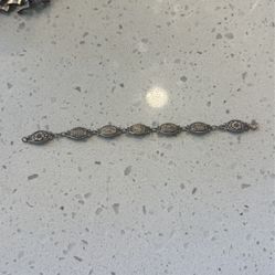 800 Silver Antique Ricordo Anno Santo 1950 Pont. Max Coin Bracelet 7"