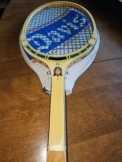 Vintage Wooden Tennis Racket with Cover
