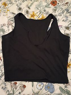 Black Ribbed Crop Tank Top