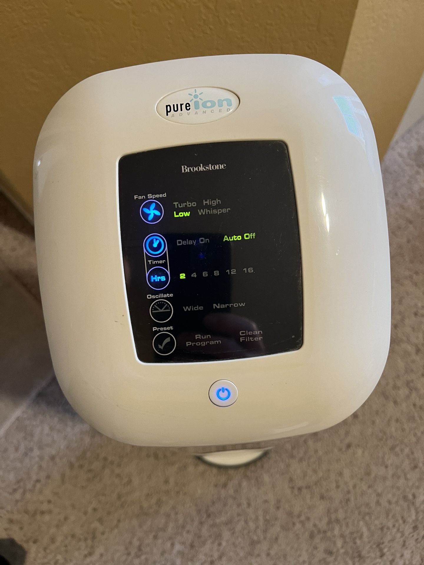 Brookstone Model 506840 Pure lon Advanced Air Purifier Cleaner Tower Oscillating