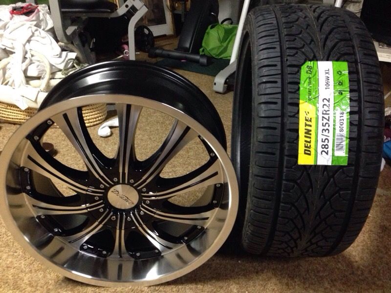 Diamo Rims with lugs and Delinte Tires