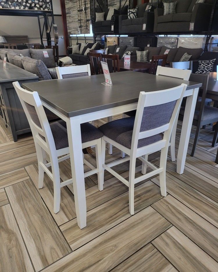Dining Table Chairs White Gray