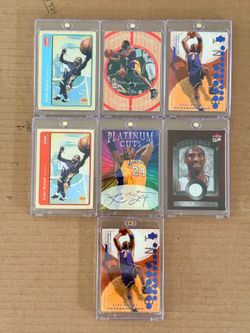 “KOBE’ ” Lot: (7)-Cards. Platinum Cuts, (2)-Fleer Traditions, “KOBE’”-“CALL TO THE HALL” “UD HARDCOURT”(2)-UD Triple Dimensions!!!NM/M👇😎👇