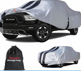 Ram 1500 Truck Cover Custom Fit 2009-2026 Crew Cab Short Bed(5.75') with Door Zipper, 10 Layer Outdoor Heavy Pickup Truck Cover Waterproof All Weather