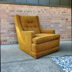Mid Century Modern Green and Orange Tweed Lounge Chair Vintage