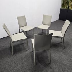 5 Gray Leather Dinning Table Chairs - Can Deliver!