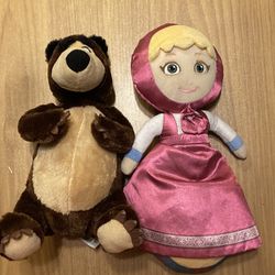 Masha and the Bear REVERSIBLE Plush 10” Flip Dress & Rare Bear