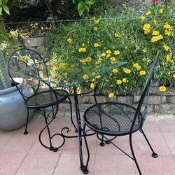 Wrought Iron Bistro Table Set!  Very Heavy And Strong.  Delivery Available For Extra Fee. 
