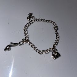 Sterling Silver Childs Charm Bracelet 6.5” 3 Charms Included   Never worn   Every part is solid 925 Sterling Silver