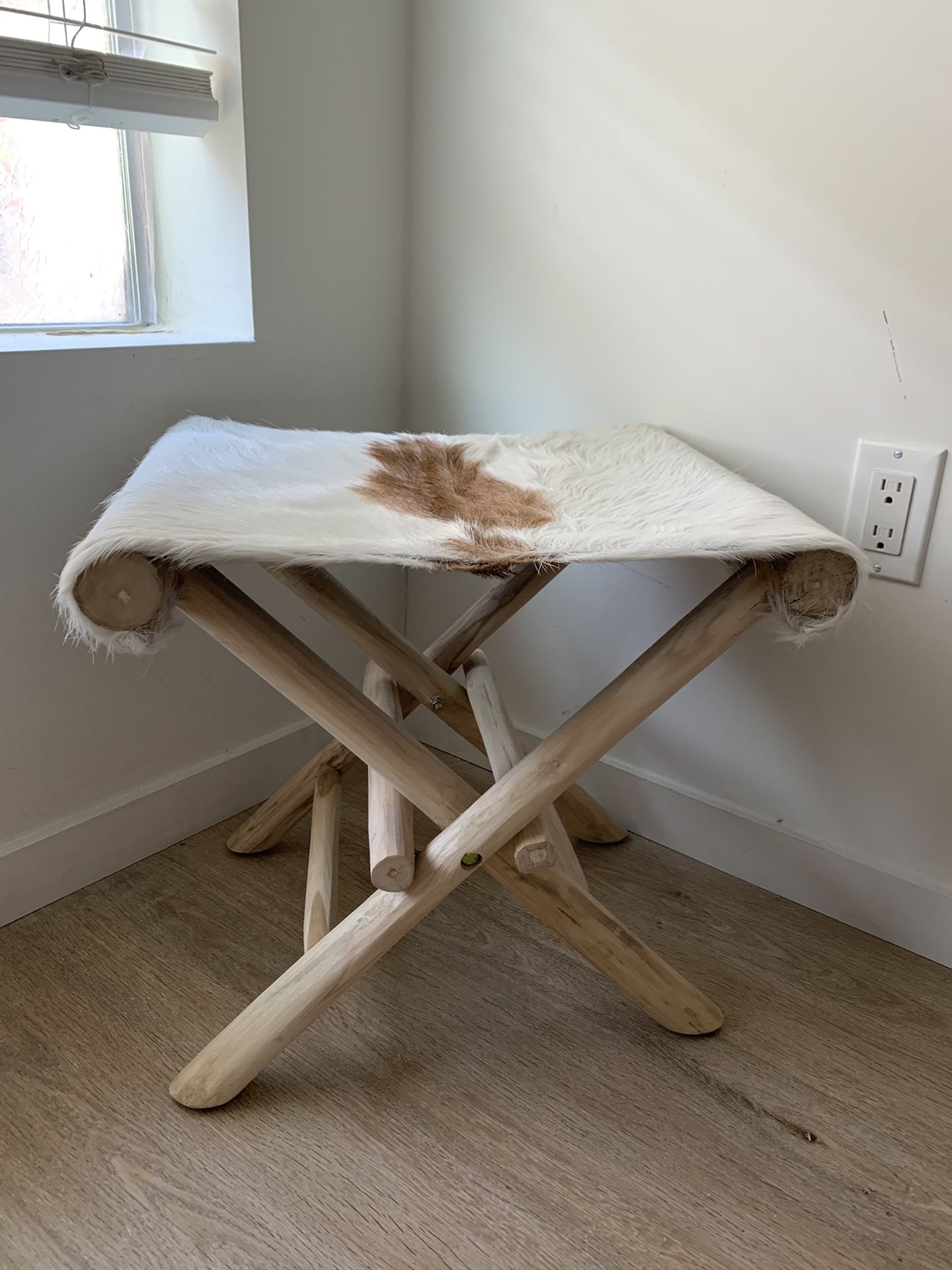 Faux Cow Hide Folding Stool