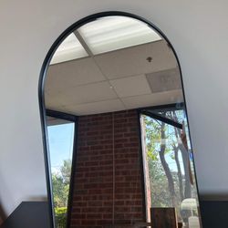 24 in. W x 36 in. H Arched Recessed/Surface Mount Medicine Cabinet with Mirror in Black