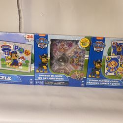 PAW Patrol 3 Pack Games Bundle with Jumbo Cards Popper Jr. Game jigsaw puzzle NEW