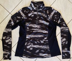 Tek Gear DryTek Women’s XL Black White Printed 1/4 Zip Athletic Pullover Top