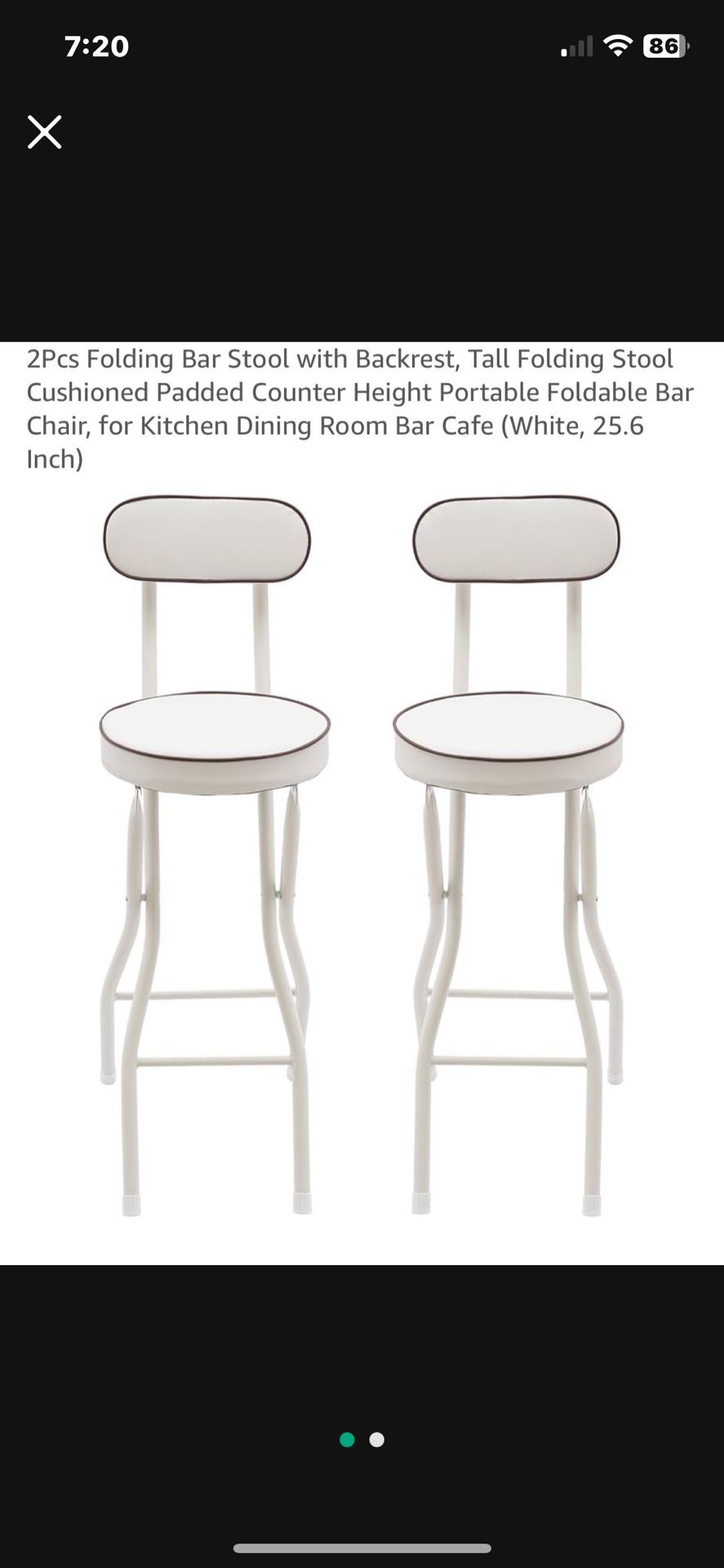 2Pcs Folding Bar Stool with Backrest