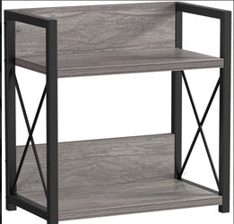 Industrial End Table with 2 Shelves